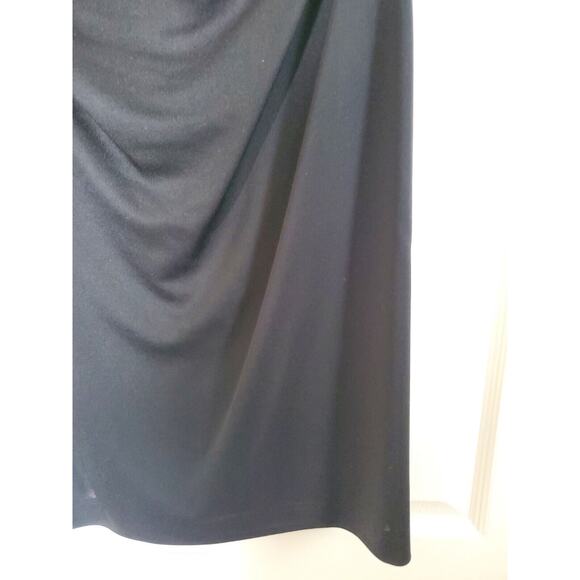 David Meister V-Neck Flattering Gathered Classic Black Cocktail Dress Size 12 - Picture 7 of 12